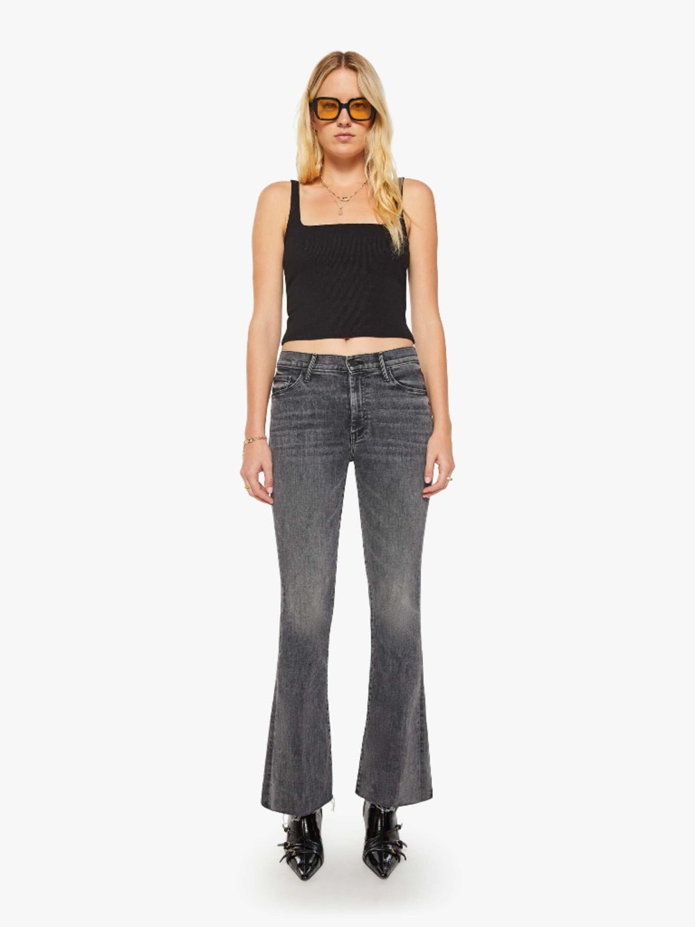 Mother Jeans The Weekender Fray Size 25 Black/Dark Gray